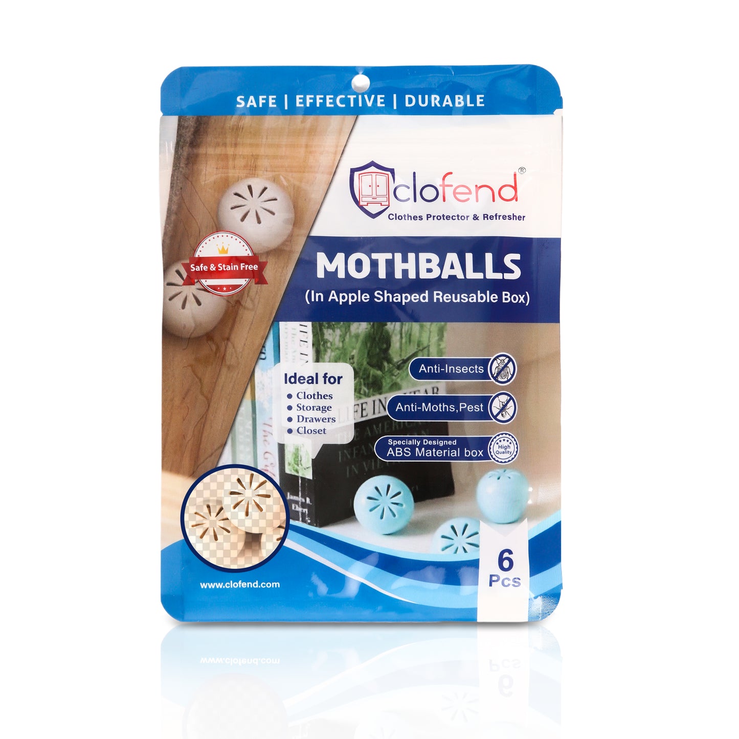 Apple Shaped Mothballs in Reusable Box 6 pcs