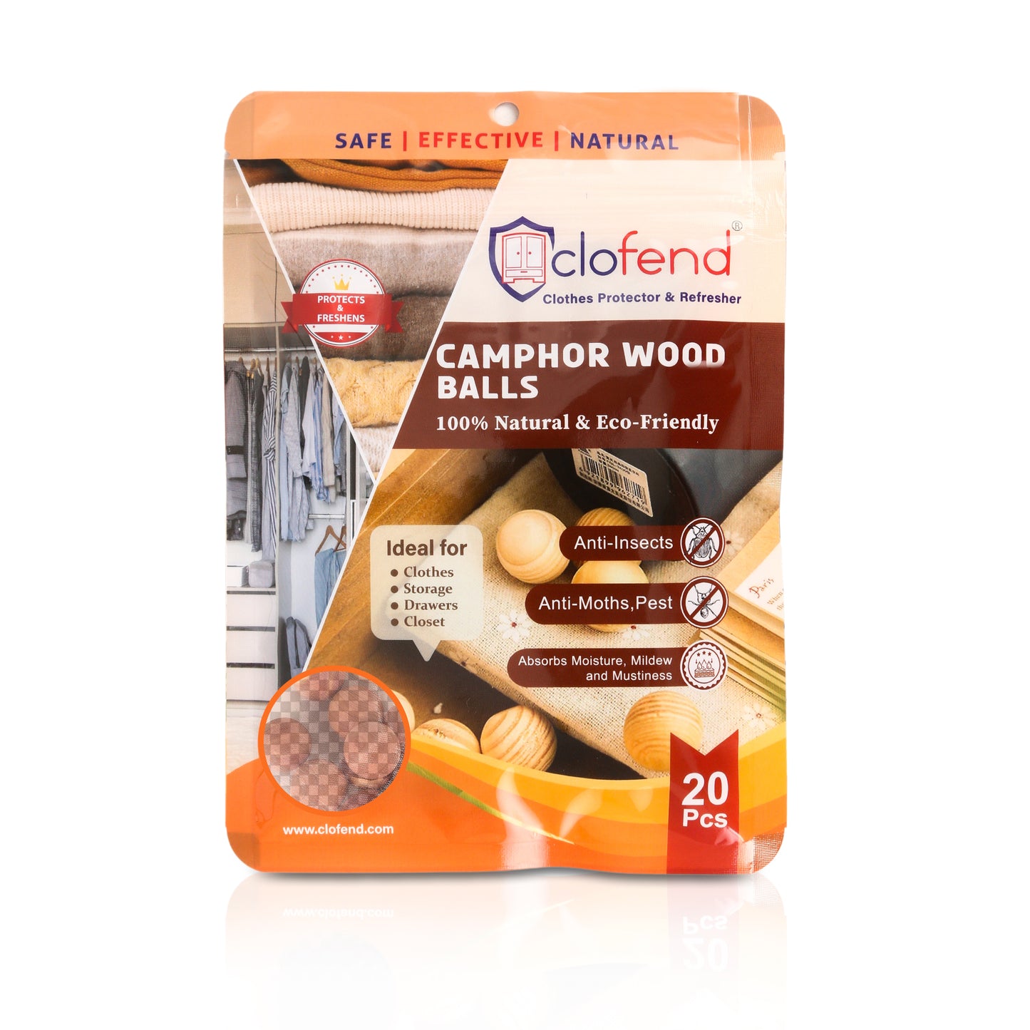 Natural Camphor Wood Balls Repellent - Pack of 20