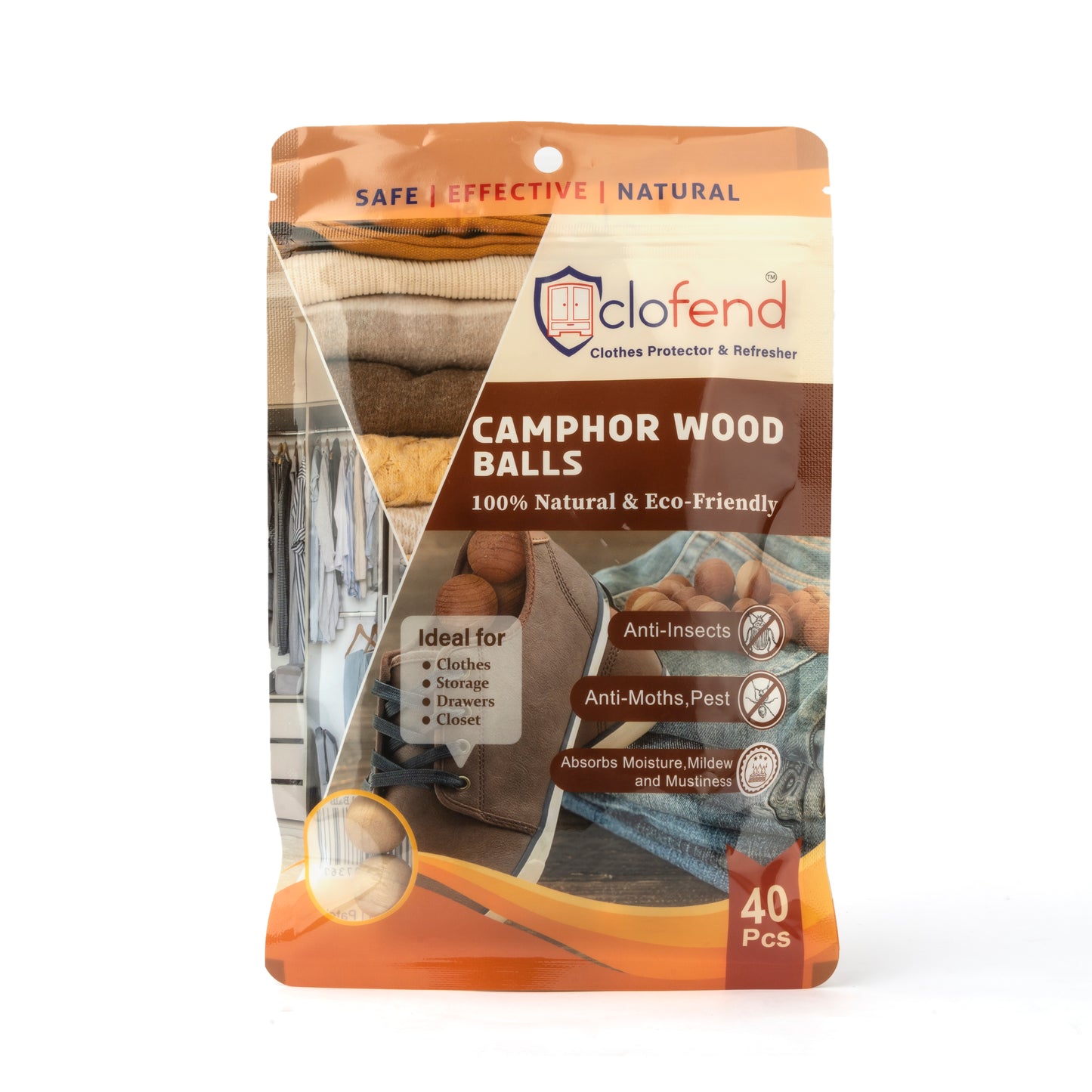 Natural Camphor Wood Balls - Pack of 40