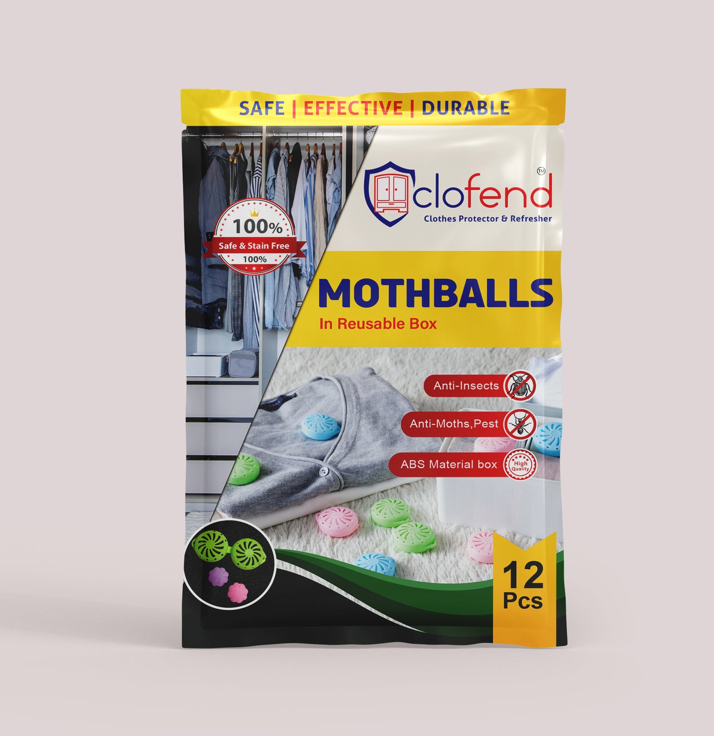 Safe Mothballs in Reusable Box 12 pcs