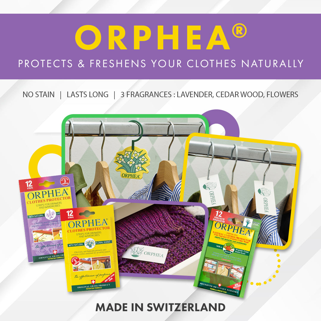 ORPHEA Clothes Protector & Refresher Strips - Pack of 12 (Flowers Fragrance)