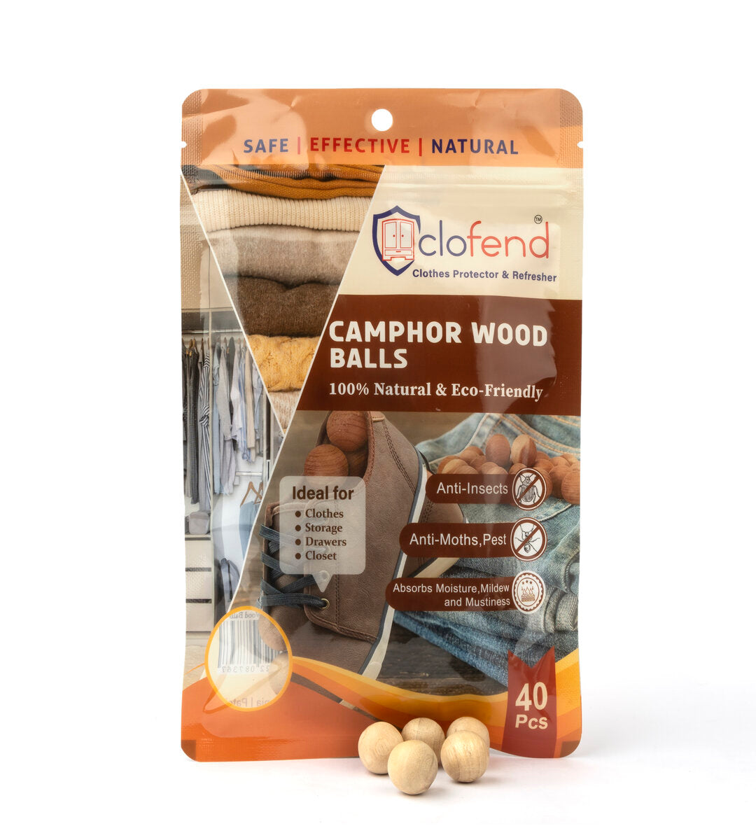 Natural Camphor Wood Balls - Pack of 40