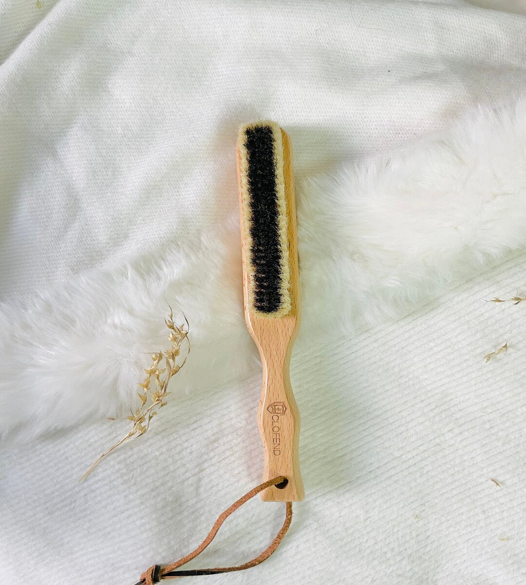 Natural Bristle Clothes Brush Made from Beechwood